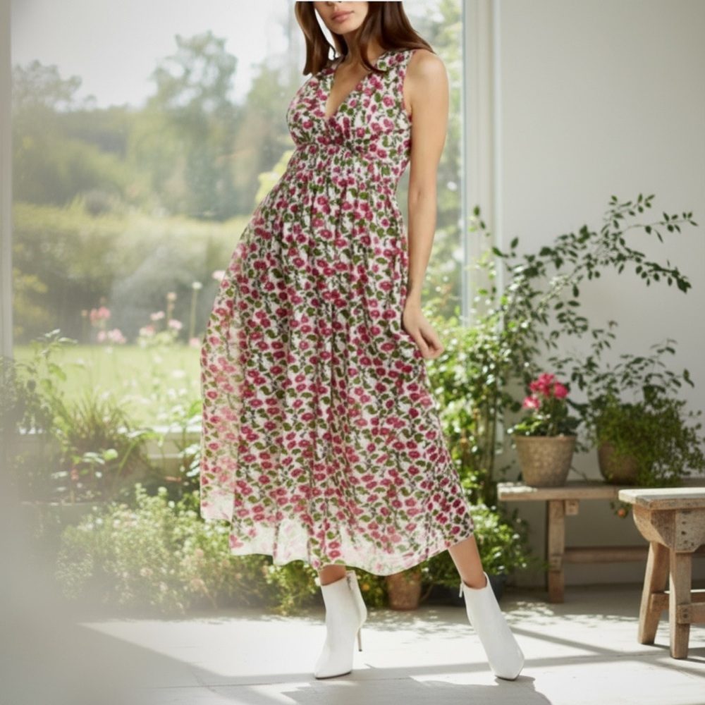 Anthropologie Roller Rabbit NWT Dakini Floral Lune Floral Dress Women's Sz XS